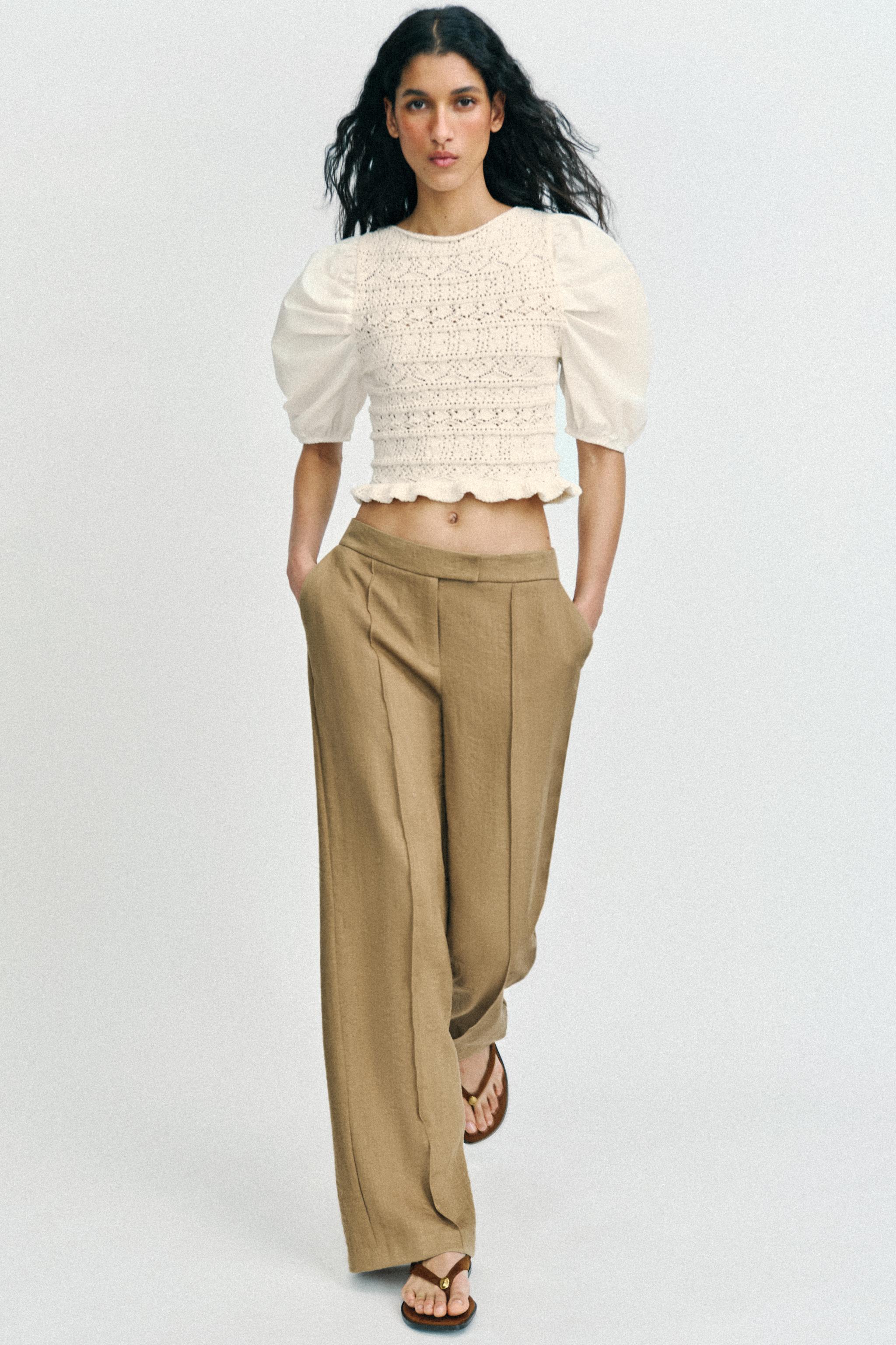 COMBINATION PUFF SLEEVE KNIT JUMPER